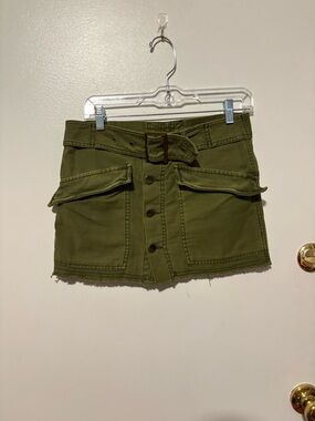 Free‎ People green cargo denim mini skirt size 0
